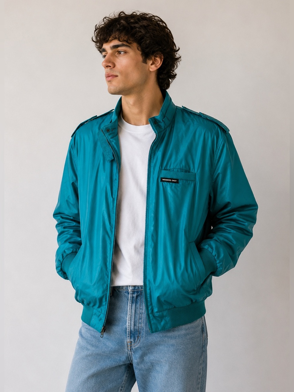 Members Only Teal Windbreaker Jacket